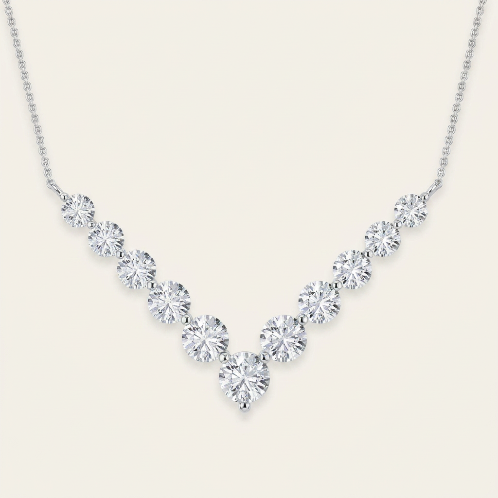 5CT Round Cut Lab Grown Diamond Necklace