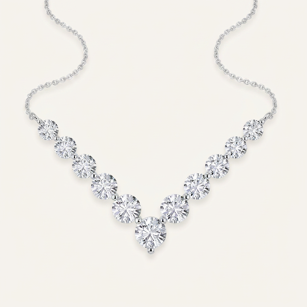 5CT Round Cut Lab Grown Diamond Necklace