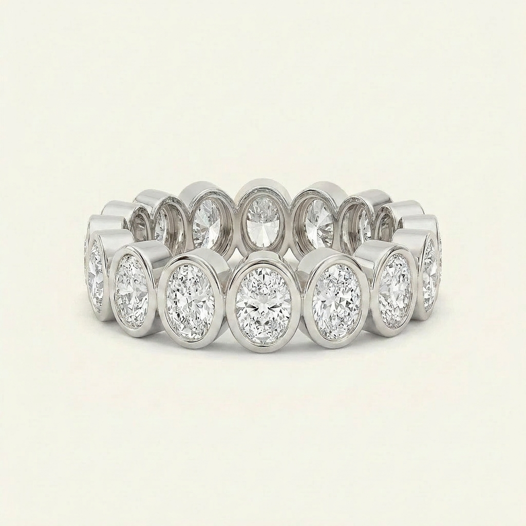 2.5CT Oval Cut Lab Grown Diamond Eternity Ring