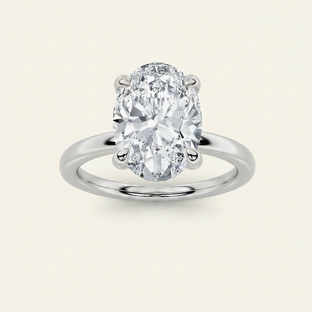 4CT Oval Cut Lab Grown Diamond Solitaire Ring