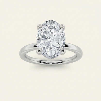 4CT Oval Cut Lab Grown Diamond Solitaire Ring