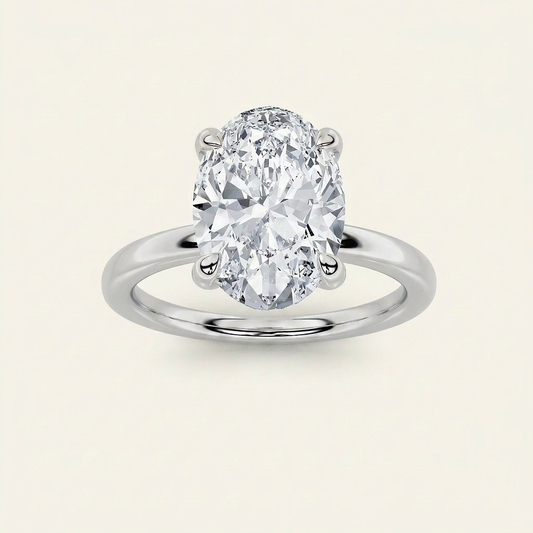 4CT Oval Cut Lab Grown Diamond Solitaire Ring