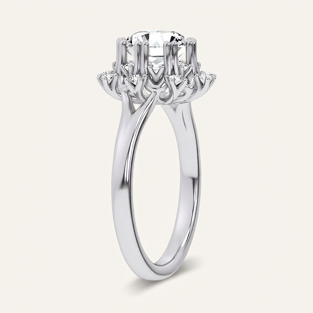 2.00CT Round Cut Lab Diamond Floral Halo Ring