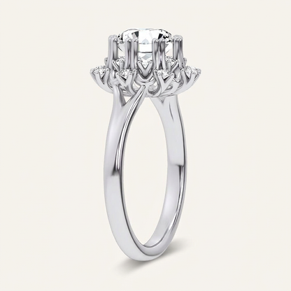 2.00CT Round Cut Lab Diamond Floral Halo Ring