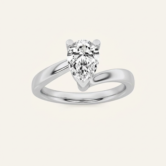 2CT Pear Cut Lab Grown Diamond Solitaire Ring