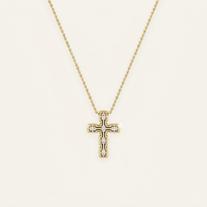 3 Ct Emerald Cut Lab Grown Diamond Cross Pendant