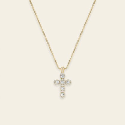 3 Ct Oval Cut Lab Grown Diamond Cross Pendant