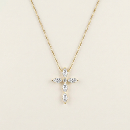 2 Ct Marquise Cut Lab Grown Diamond Cross Pendant
