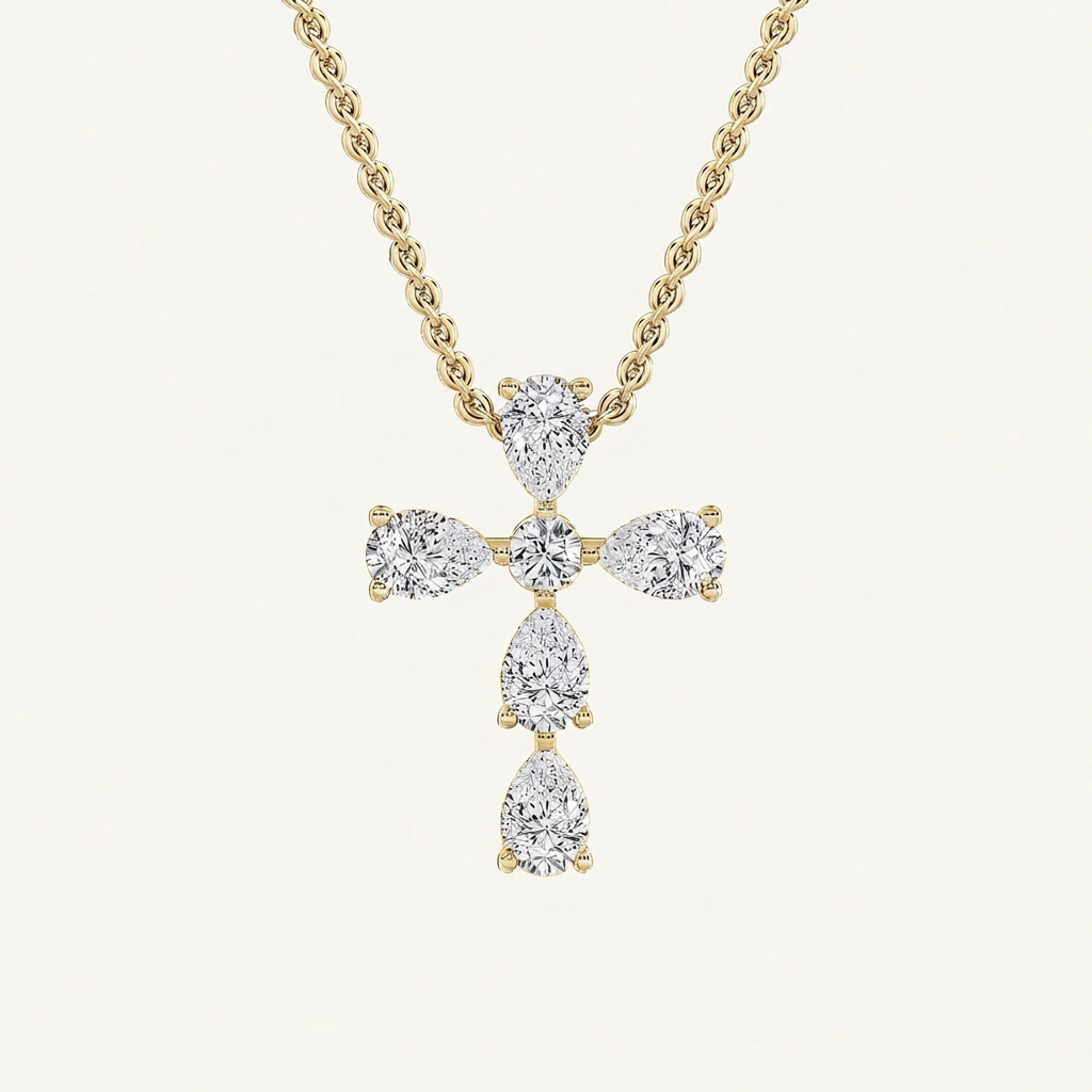 2.75 Ct Pear Cut Lab Grown Diamond Cross Pendant