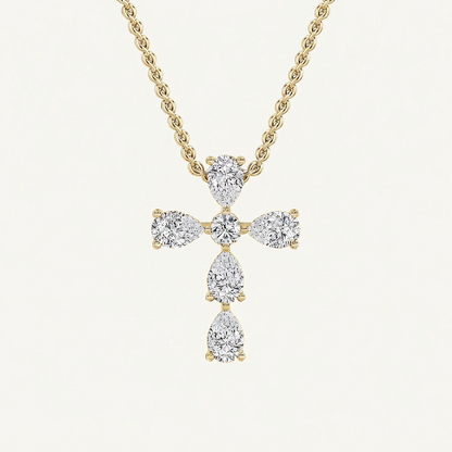 2.75 Ct Pear Cut Lab Grown Diamond Cross Pendant