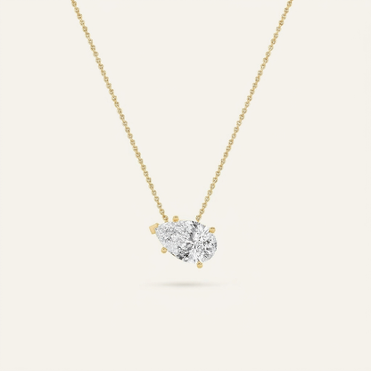 2 Ct Pear Cut Lab Grown Diamond East West Solitaire Necklace