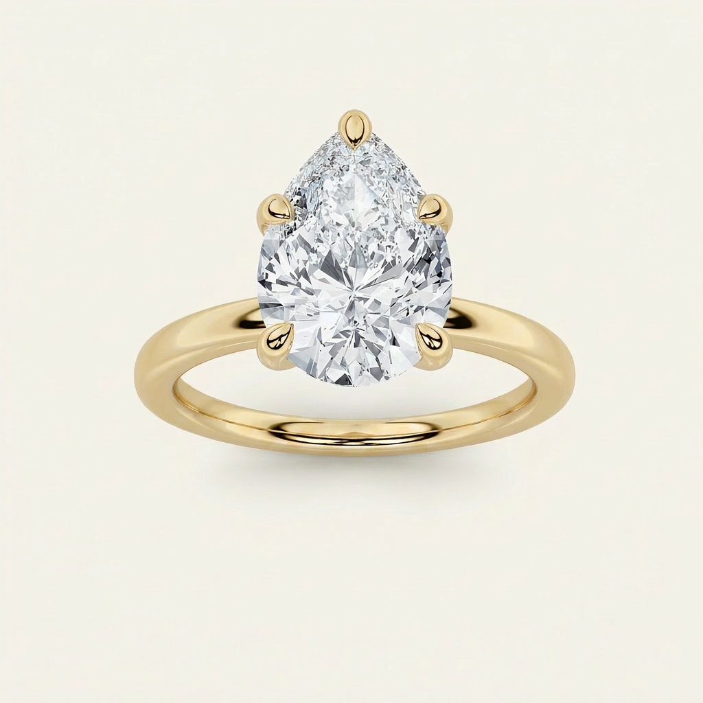 3CT Pear Cut Lab Grown Diamond Solitaire Ring