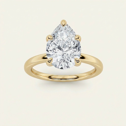 3CT Pear Cut Lab Grown Diamond Solitaire Ring