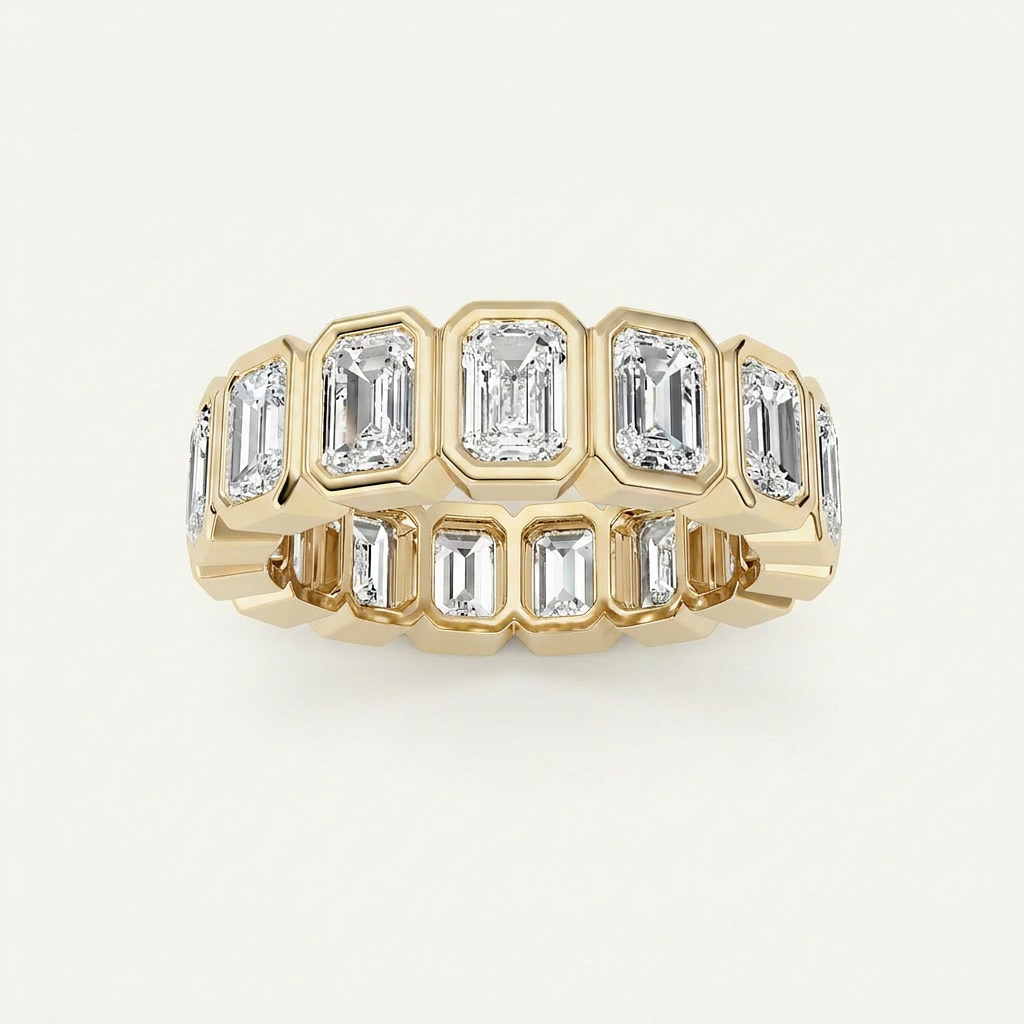 3.7CT Emerald Cut Lab Grown Diamond Eternity Ring