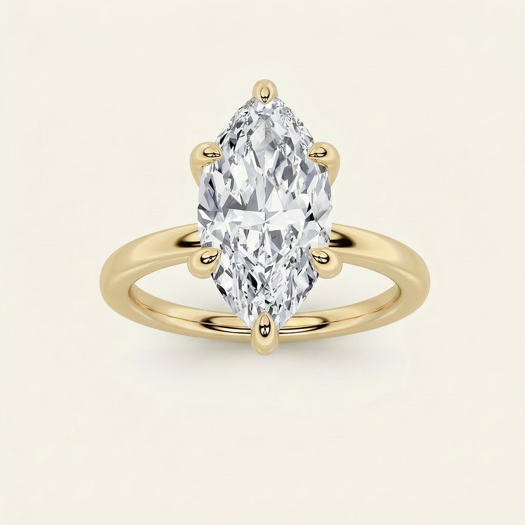 1CT Marquise Cut Lab Grown Diamond Solitaire Ring