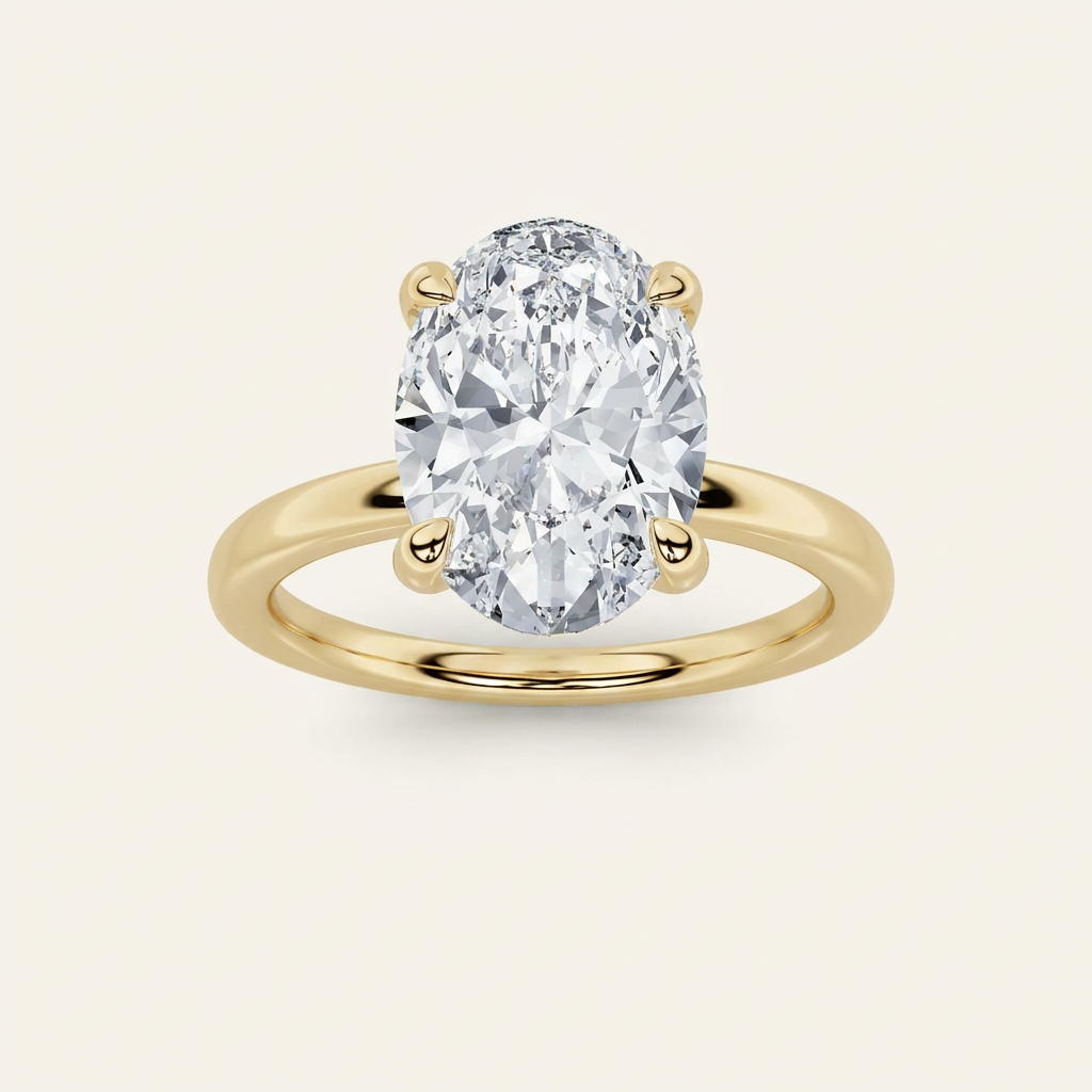 4CT Oval Cut Lab Grown Diamond Solitaire Ring