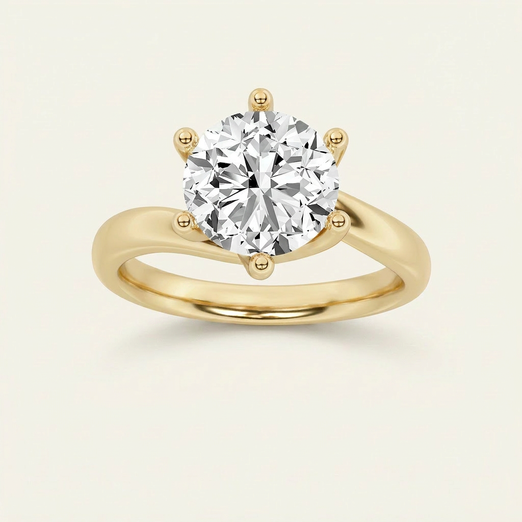 2CT Round Cut Lab Grown Diamond Solitaire Ring