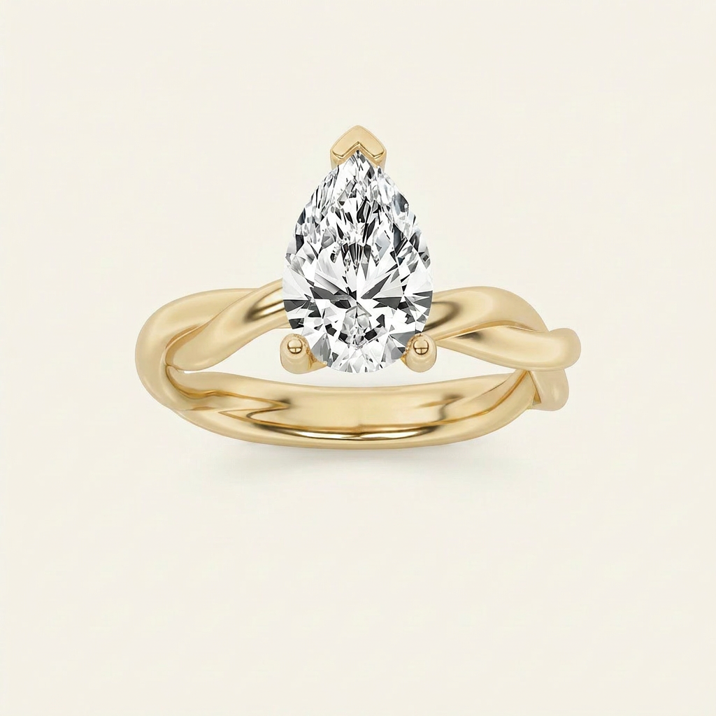 2CT Pear Cut Lab Grown Diamond Solitaire Engagement Ring
