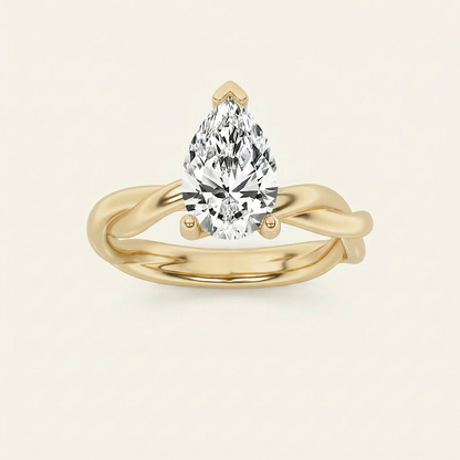 2CT Pear Cut Lab Grown Diamond Solitaire Engagement Ring