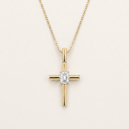 0.5CT Emerald Cut Lab Grown Diamond Pendant Necklace