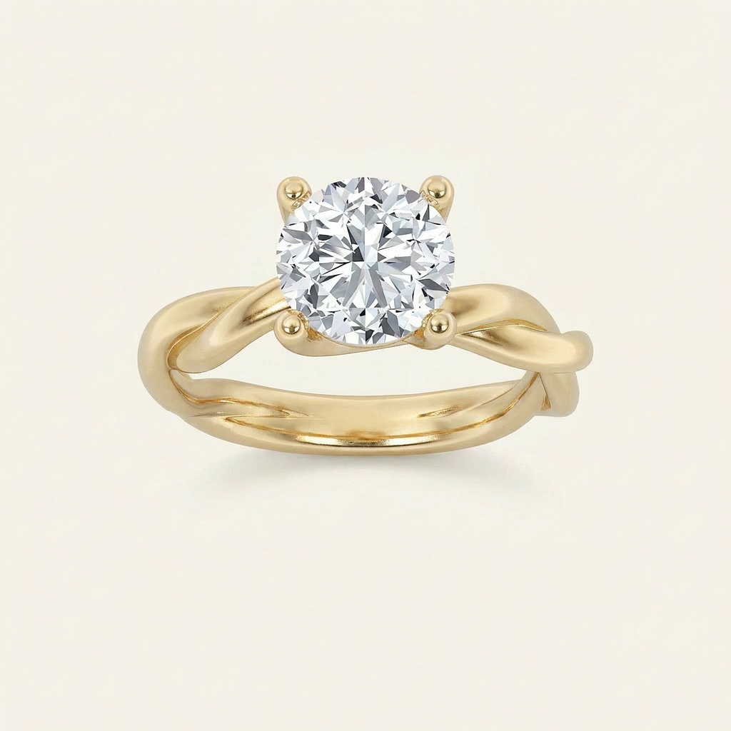 2CT Round Cut Lab Grown Diamond Solitaire Ring