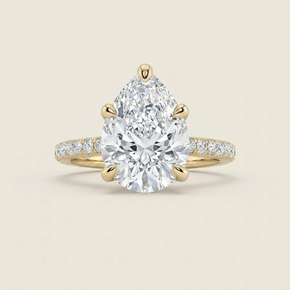 4CT Pear Cut Lab Grown Diamond Side Stone Ring