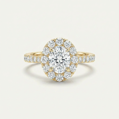 2 CT Oval Lab Grown Diamond Halo Ring