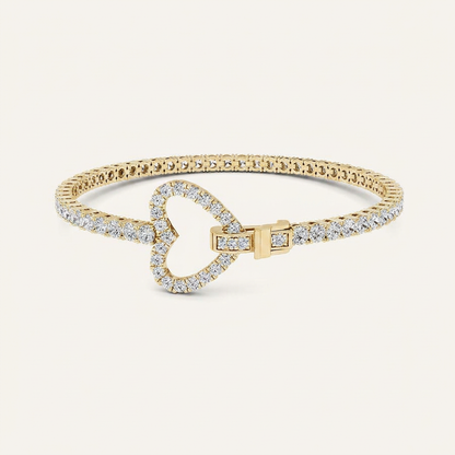 5CT Round Cut Lab Grown Diamond Heart Bracelet