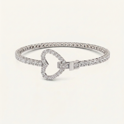 5CT Round Cut Lab Grown Diamond Heart Bracelet