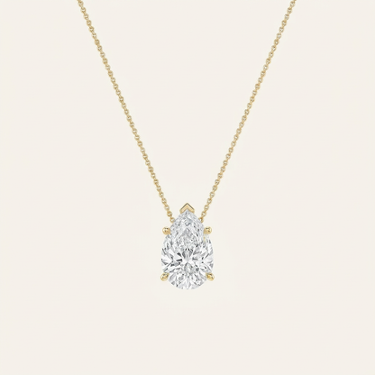 3 Ct Pear Cut Lab Grown Diamond East West Solitaire Necklace