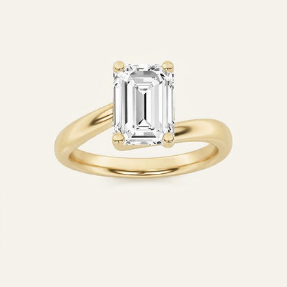 1CT Emerald Cut Lab Grown Diamond Engagement Ring