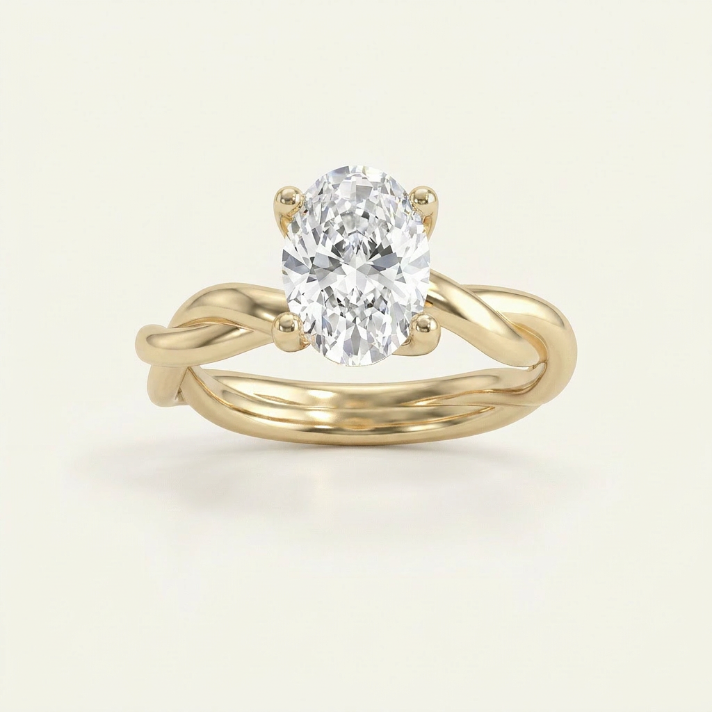 1CT Oval Cut Lab Grown Diamond Solitaire Engagement Ring