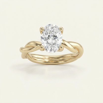 1CT Oval Cut Lab Grown Diamond Solitaire Engagement Ring