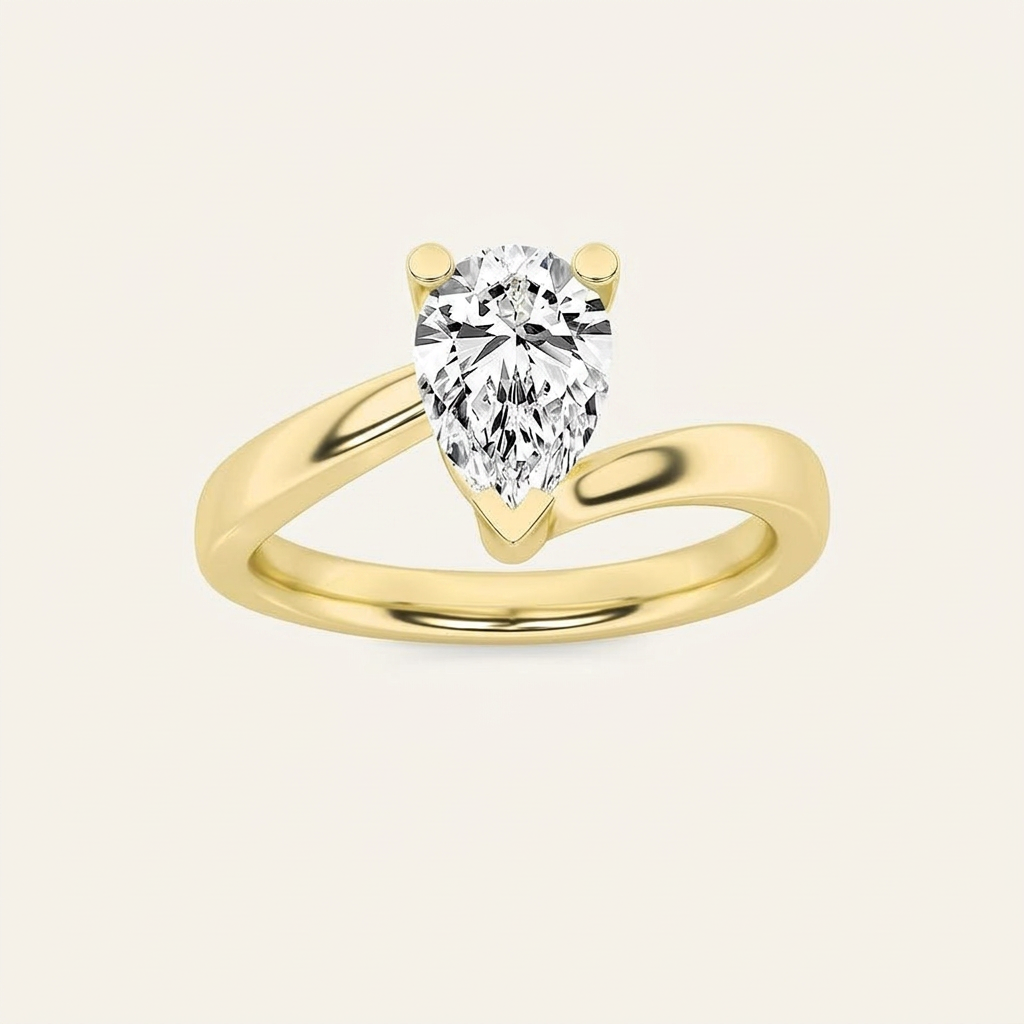 2CT Pear Cut Lab Grown Diamond Solitaire Ring