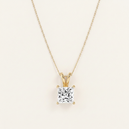 2CT Princess Cut Lab Grown Diamond Pendant Necklace