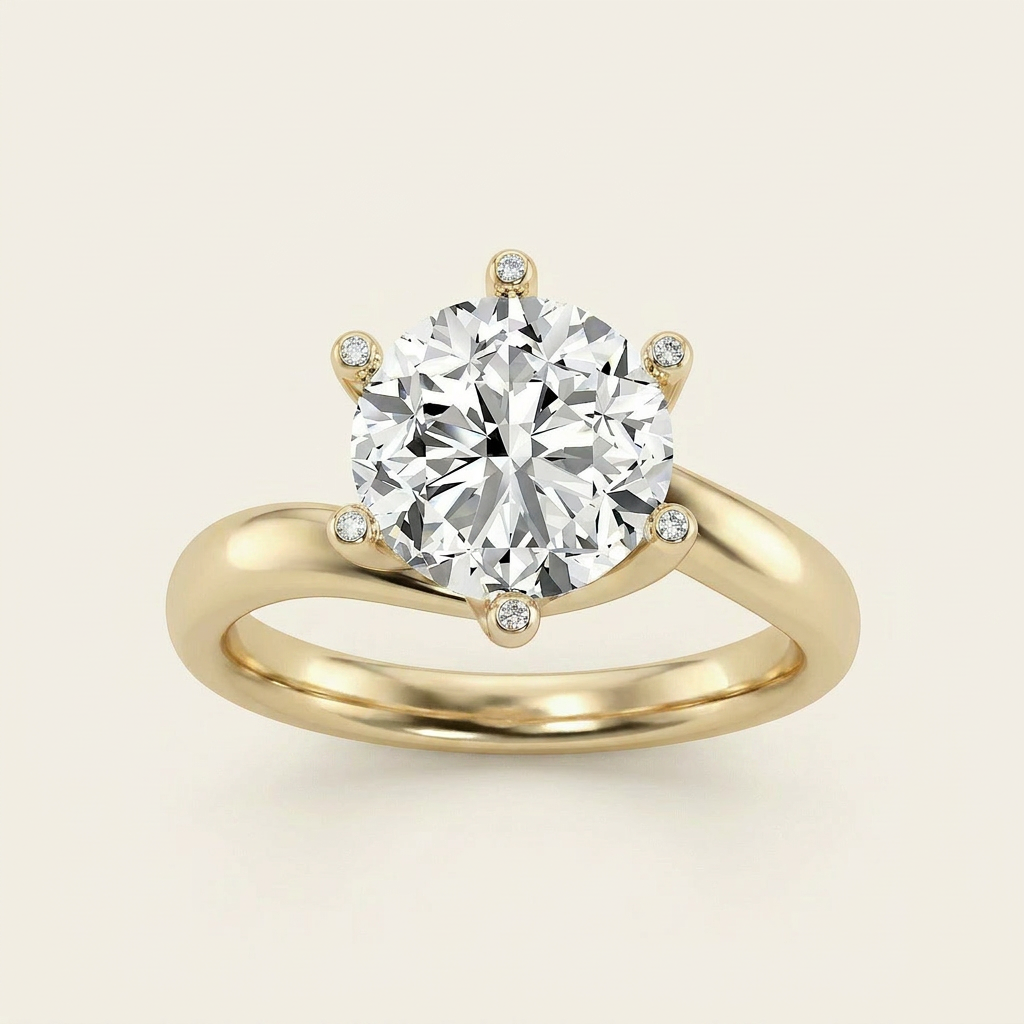 1CT Round Cut Lab Grown Diamond Solitaire Ring