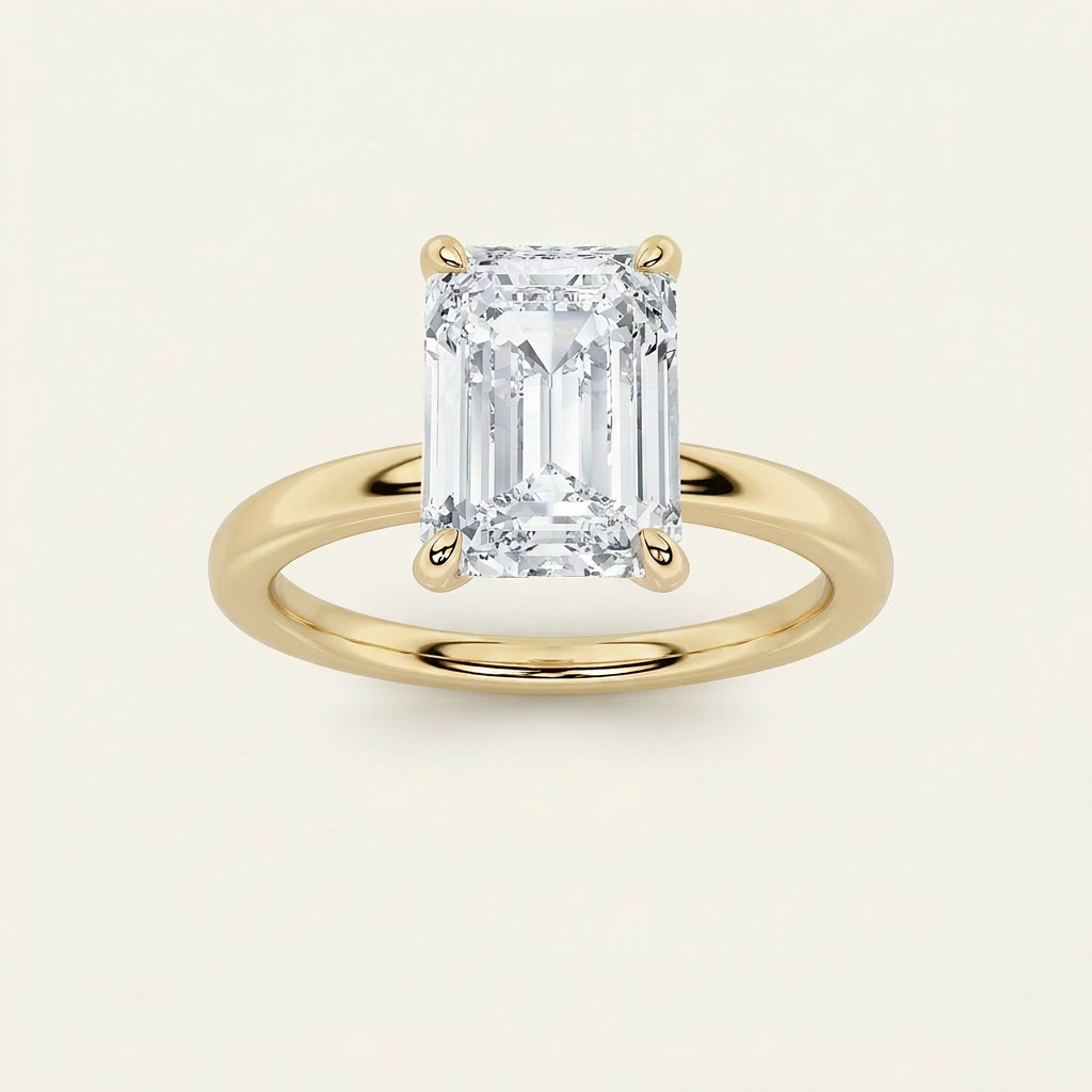 1.5CT Emerald Cut Lab Grown Diamond Solitaire Ring