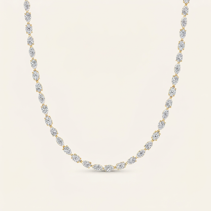 25CT Oval Cut Lab Grown Diamond Tennis Necklace