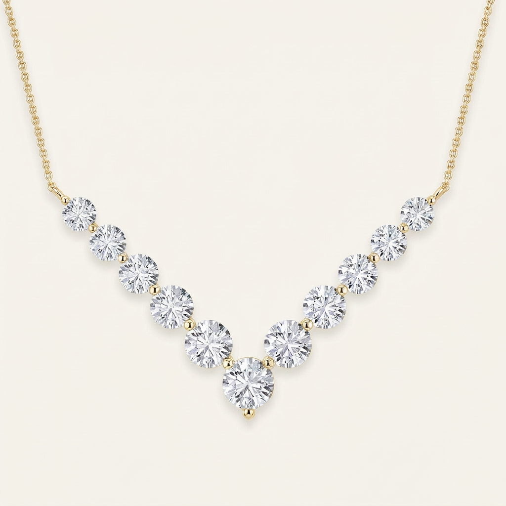 5CT Round Cut Lab Grown Diamond Necklace