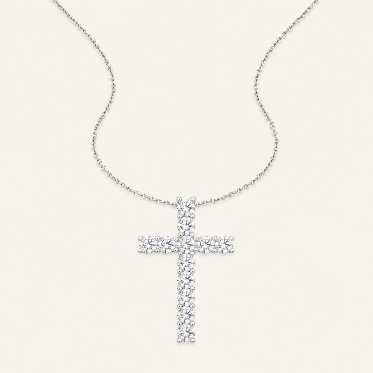 1.00CT Round Cut Certified Lab Grown Diamond Cross Pendant