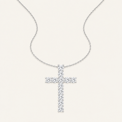 1.00CT Round Cut Certified Lab Grown Diamond Cross Pendant