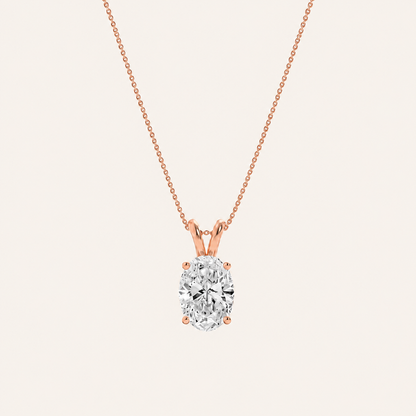 1CT Oval Cut Lab Grown Diamond Split bale Pendant Necklace