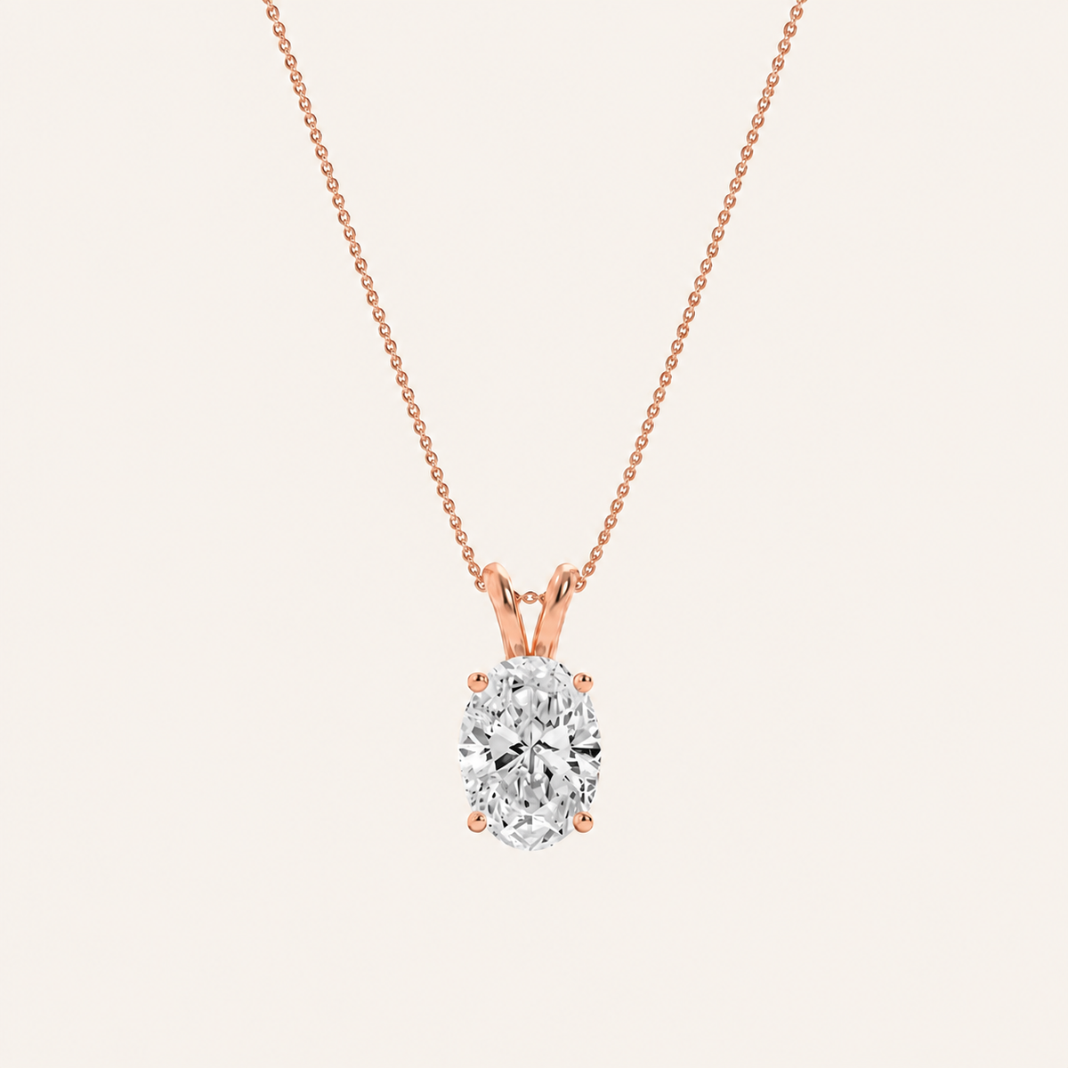 2CT Oval Cut Lab Grown Diamond Split Bale Pendant Necklace