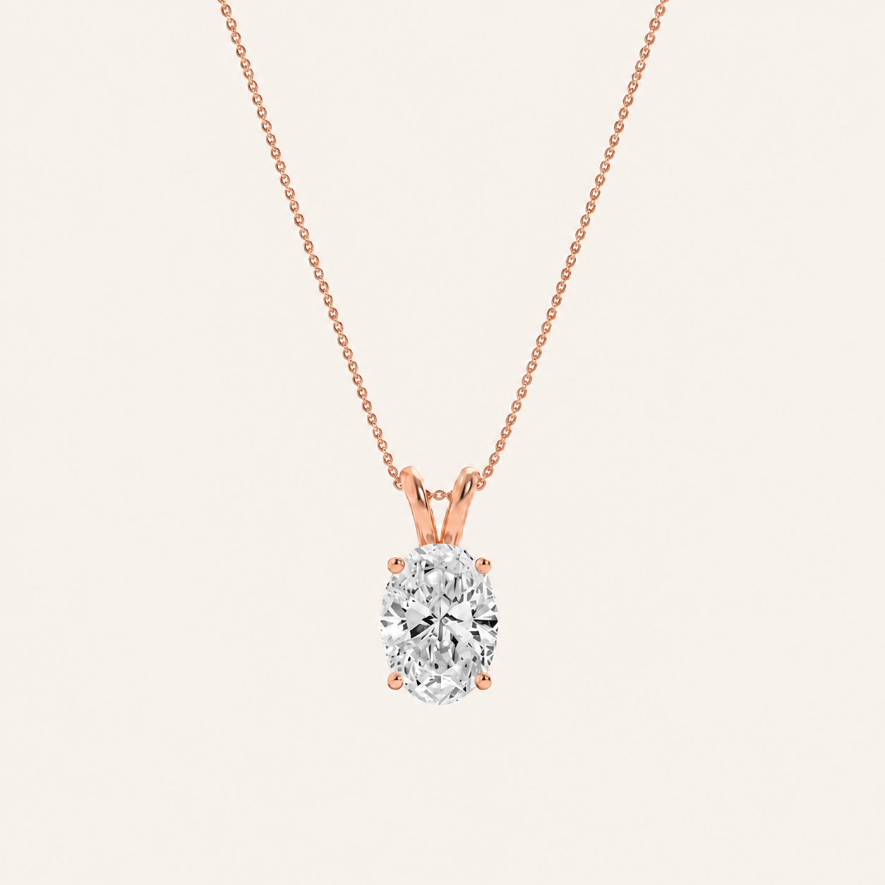 2CT Oval Cut Lab Grown Diamond Split Bale Pendant Necklace