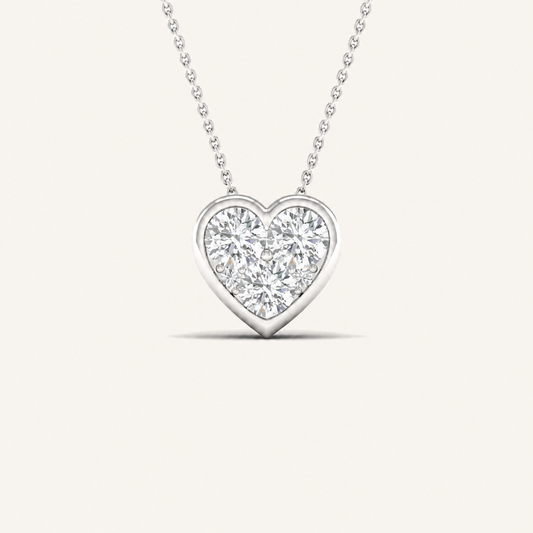 0.50CT Round Cut Lab Grown Diamond Heart Pendant Necklace