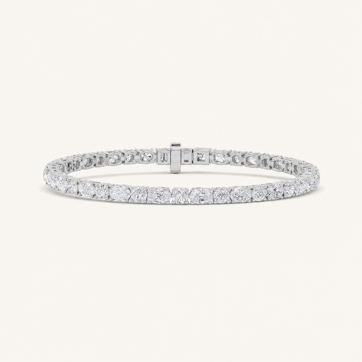 6.75CT Oval and Round Cut Lab Grown Diamond Bracelet