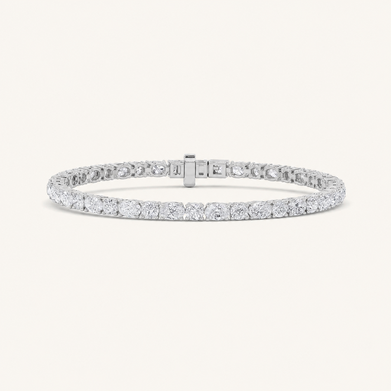 6.75CT Oval and Round Cut Lab Grown Diamond Bracelet