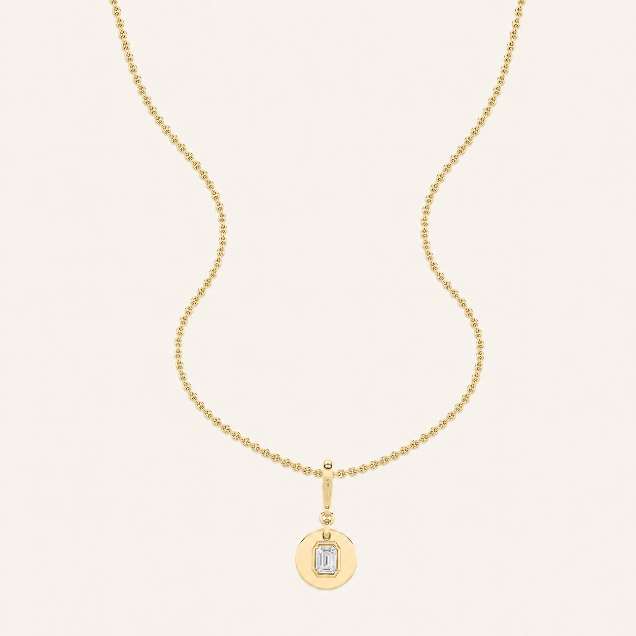 1 Ct Emerald Lab Grown Diamond Dog Tag Pendant Necklace