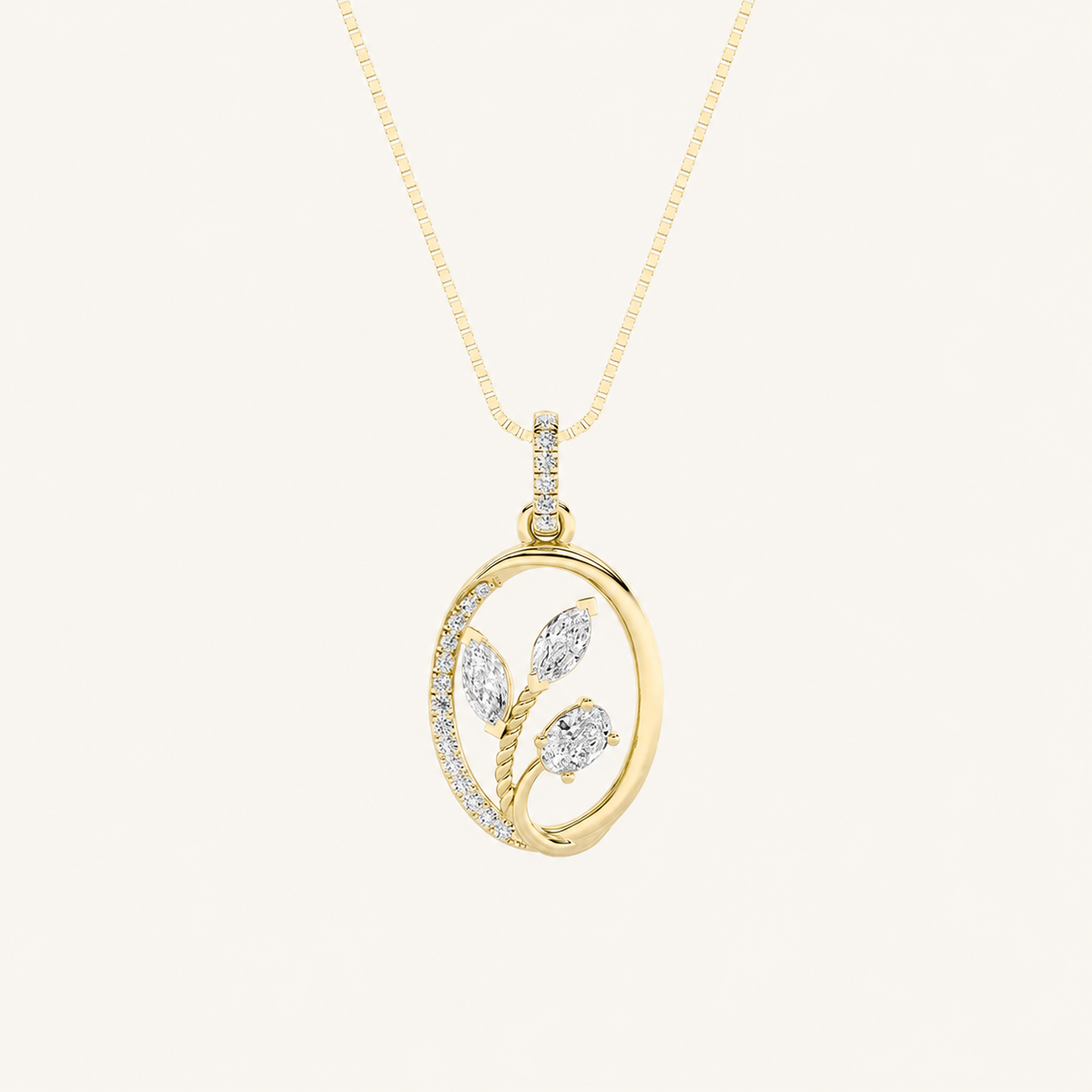 1CT Oval Cut Lab Grown Diamond Pendant Necklace
