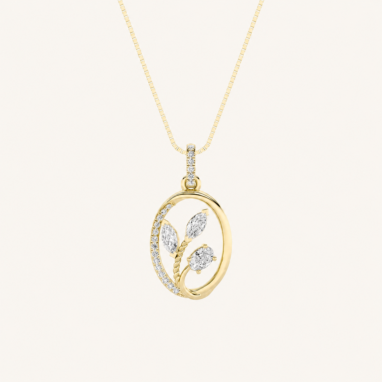 1CT Oval Cut Lab Grown Diamond Pendant Necklace